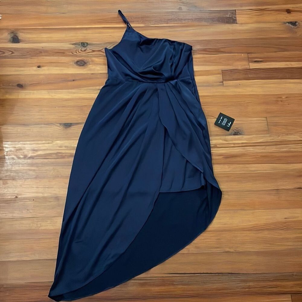 Lulu's Blue Cocktail Dress Womens Size XL Law of Attraction One-Shoulder NWT - Picture 9 of 14